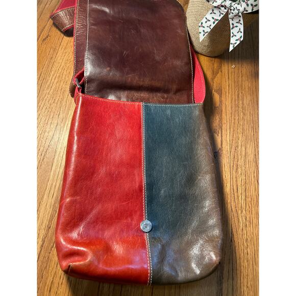 I’Mago Leather Saddle Bag Purse, Multi Color Crossbody Boho Hippie Italy - Picture 6 of 12